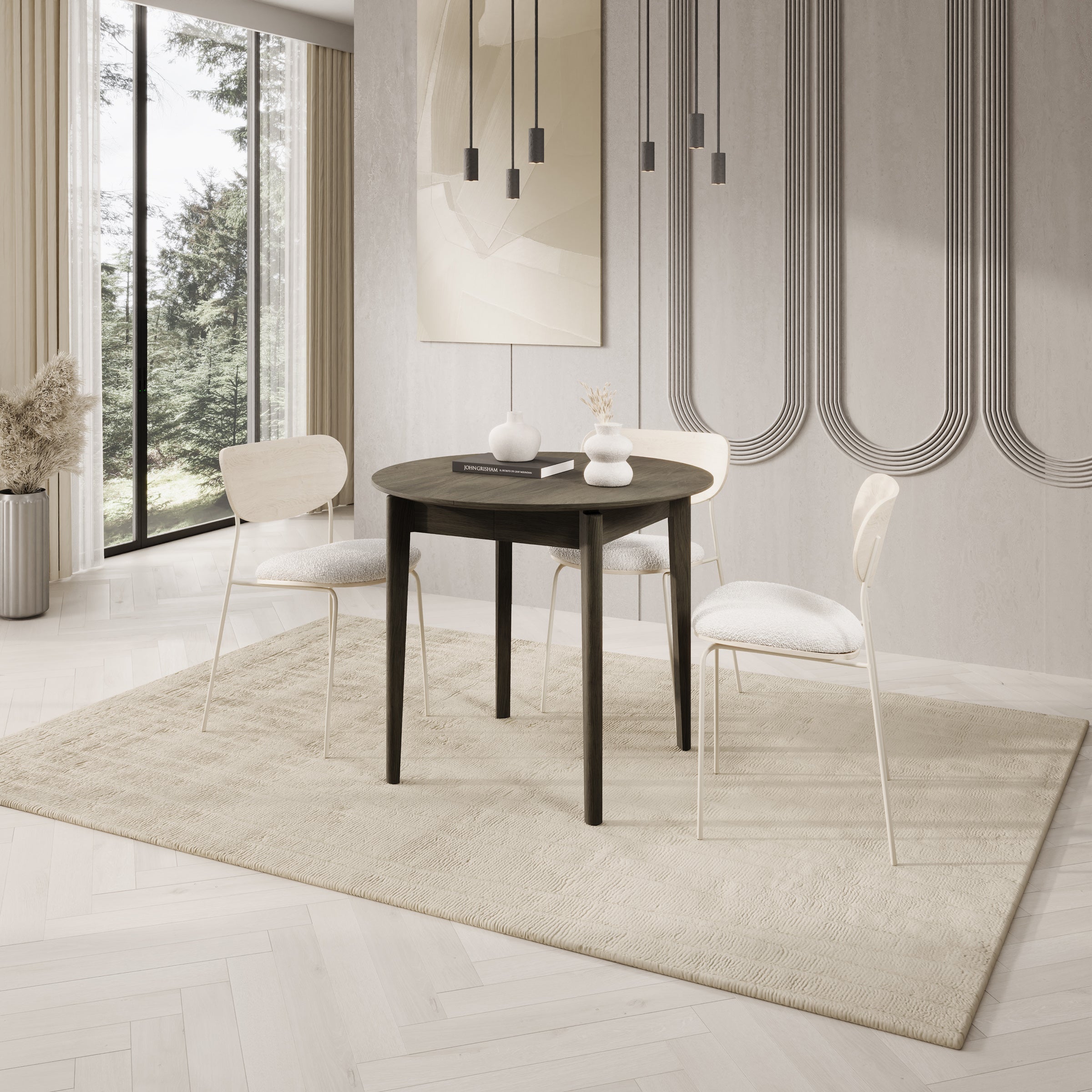 Portino - Eetkamertafel - Donker eiken - 90-210x90x77 cm