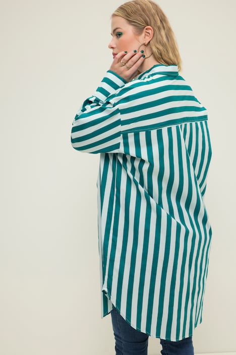 Hemdbluse, oversized, Streifen, Langarm