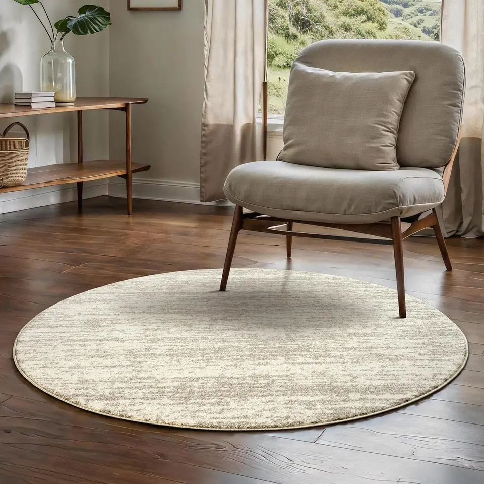 Relax Oslo - Laagpolig Effen Vloerkleed - Creme - 150 CM ROND