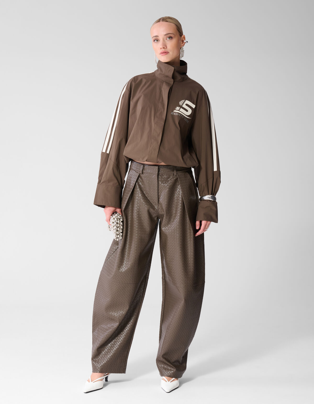 Poplin Track Blouse Donkerbruin