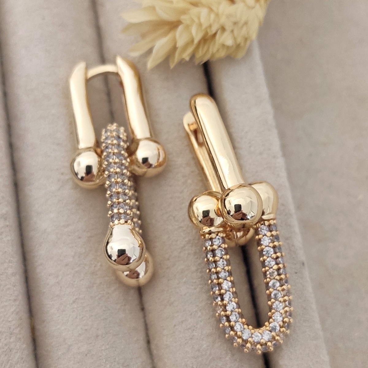 Boucles d'oreilles - Laiton plaqué or & zirconium