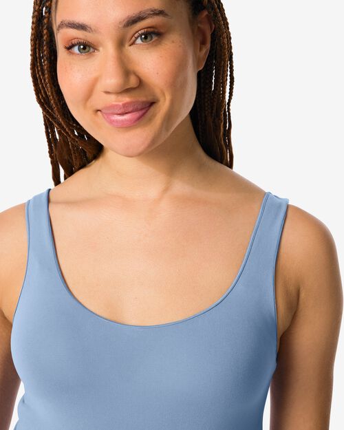débardeur femme sans coutures en micro bleu moyen