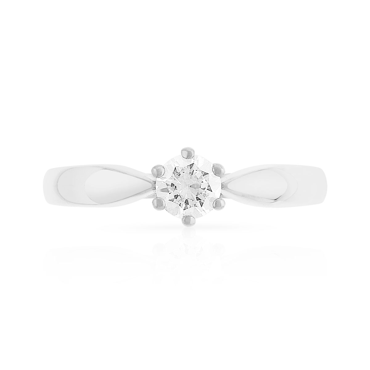 Solitaire or 750 blanc diamant synthétique 0,3 carat