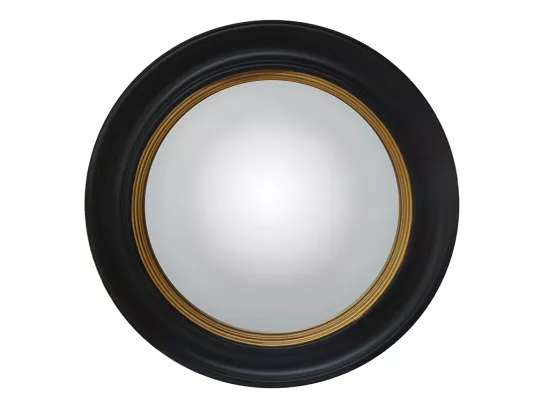 Miroir sorcière en bois de paulownia - D. 66 cm - Noir et doré effet laiton - FRANKLIN