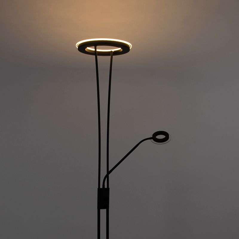 Moderne vloerlamp zwart incl. LED met leesarm - Divine