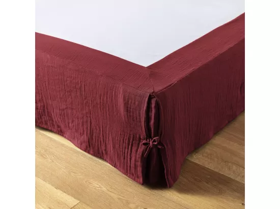 OUREA - Cache-Sommier à Nouettes 90x190cm Gaze de Coton Lie de Vin