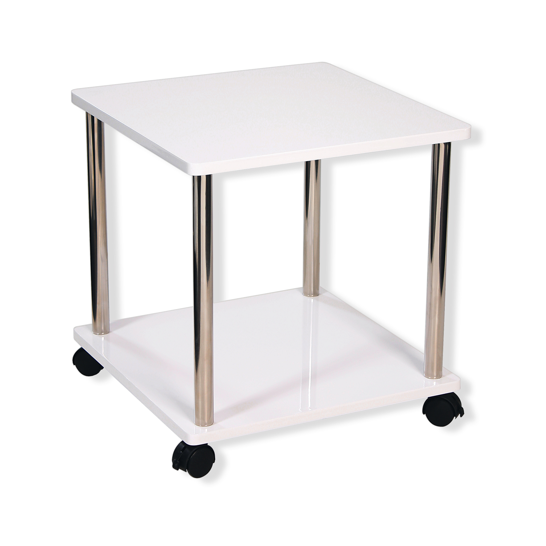 Beistelltisch - weiß Hochglanz - Metall - 40 cm breit