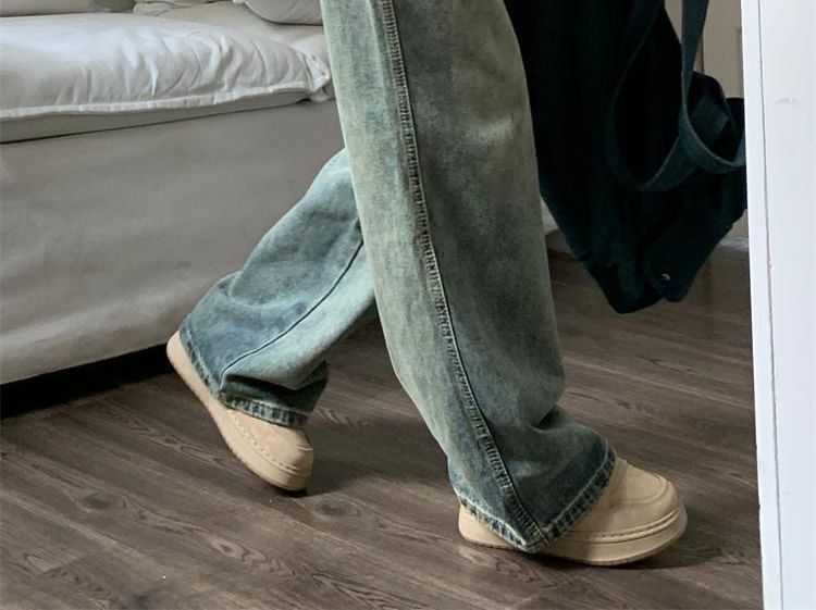 Kenning - Mid Waist Wash Wide Leg Jeans