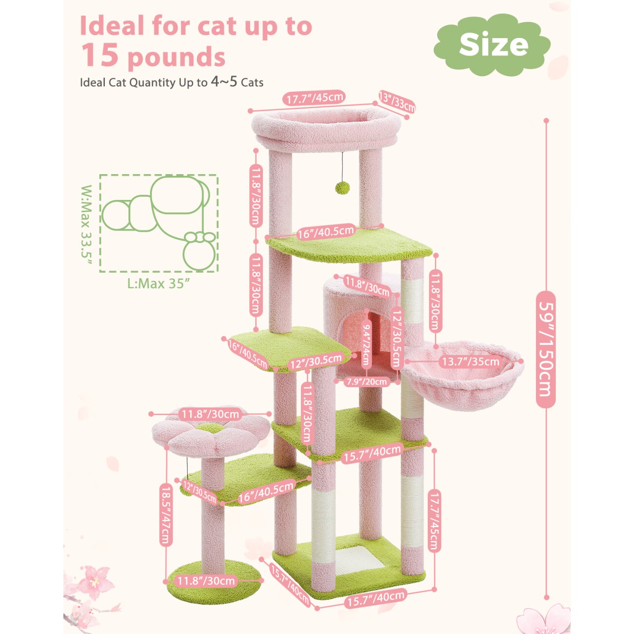 Pawz Road mehrstöckiger Kratzbaum 150cm