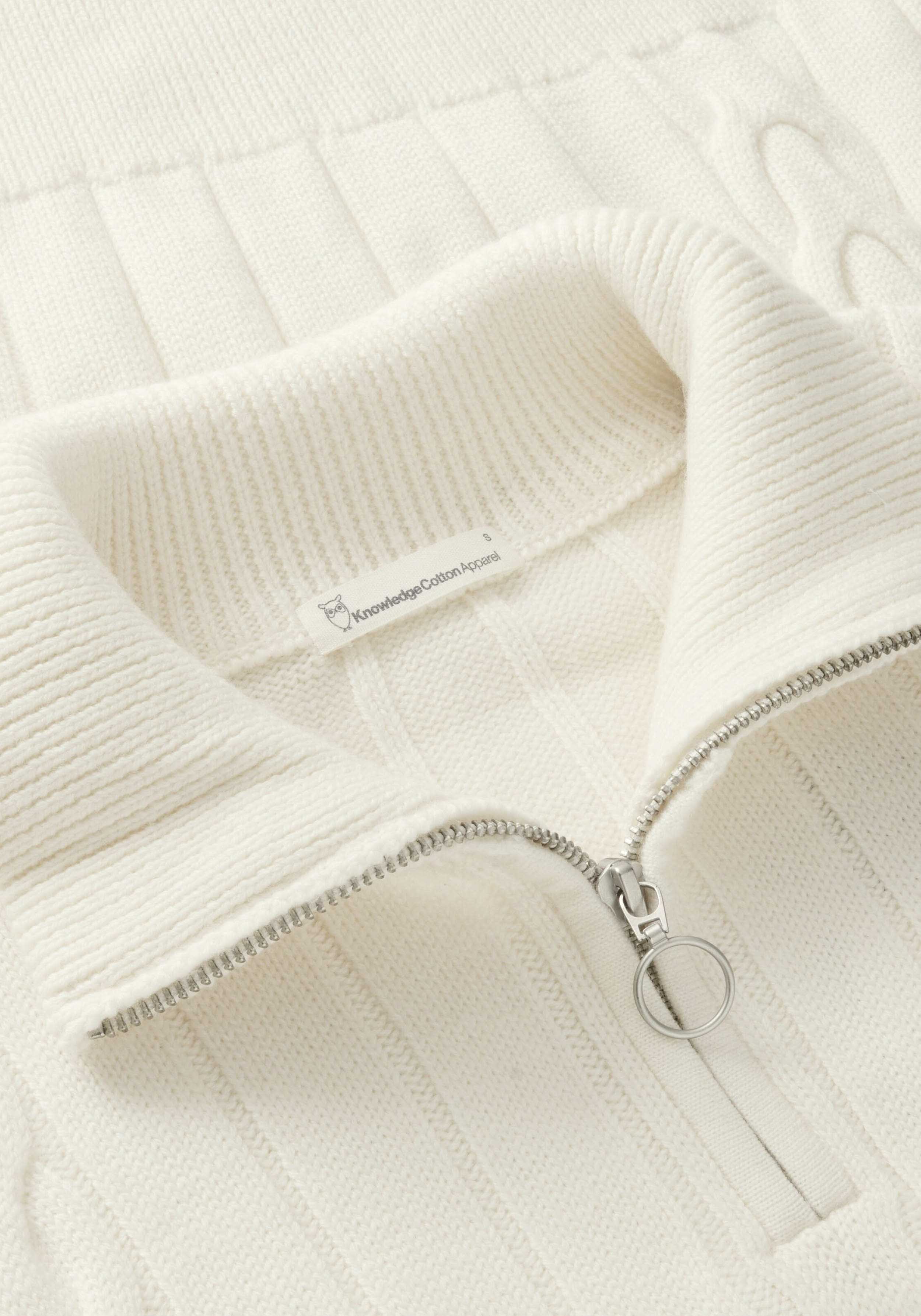Knowledge Cotton Apparel Half-Zip-Strickpullover Merino Half Zip High Neck Egret