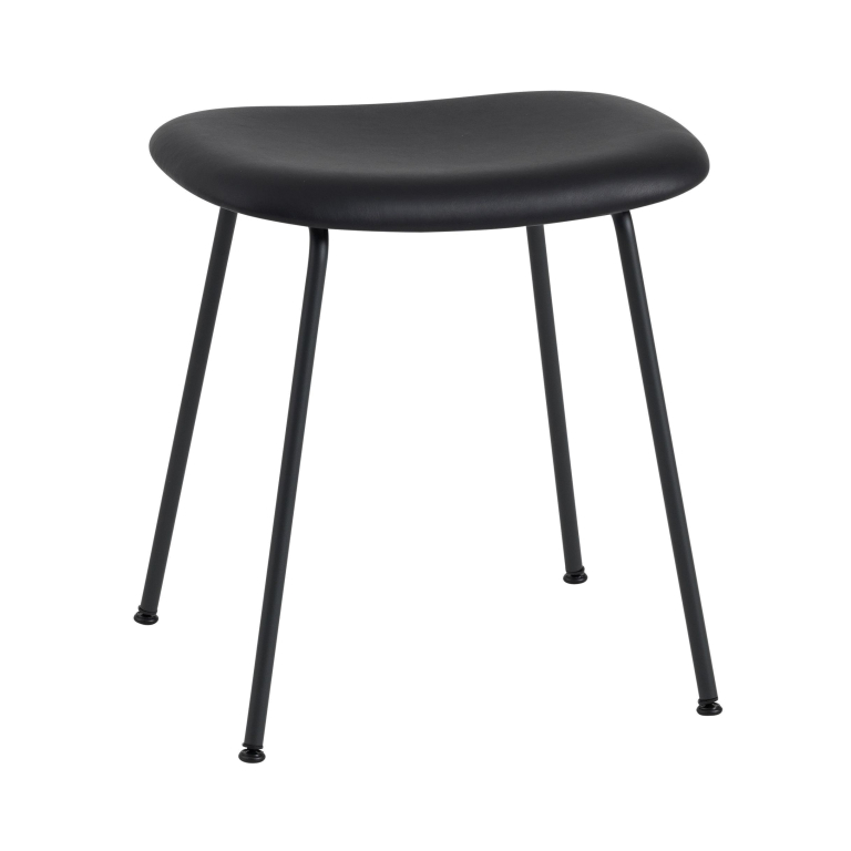 Muuto Fiber Tube gestoffeerde kruk zwart leer