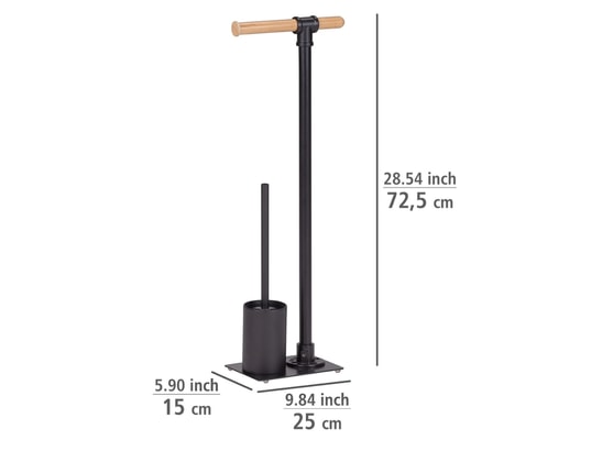 WENKO - Serviteur wc forli avec porte-rouleau et brosse à wc - noir