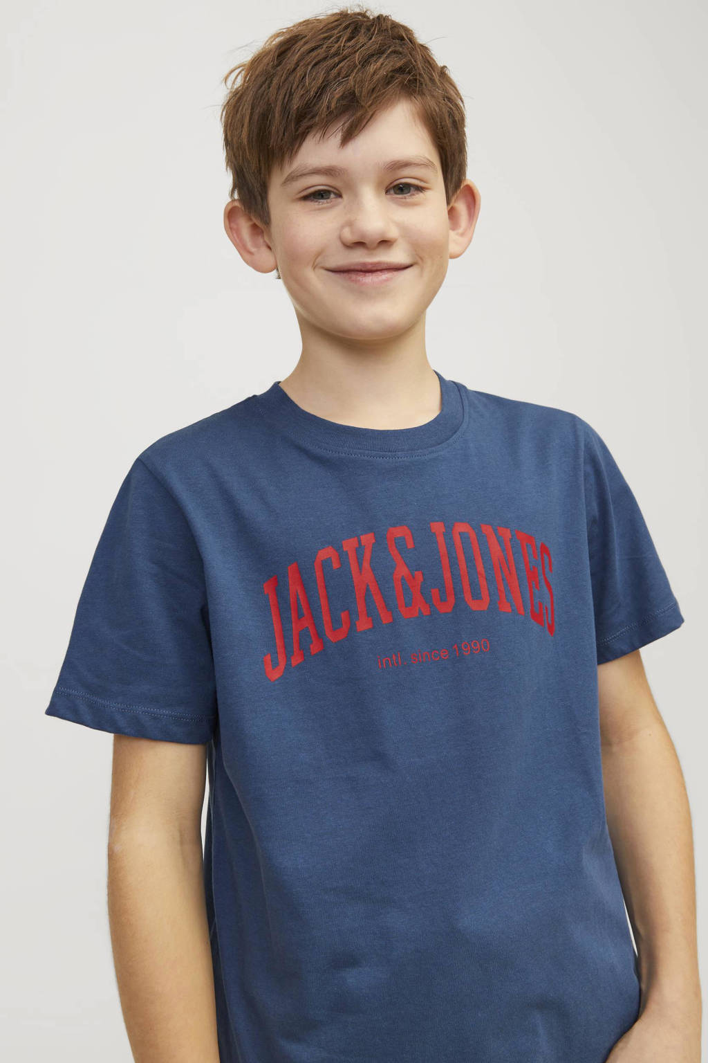 JACK & JONES T-shirt JJEJOSHmet tekst blauw