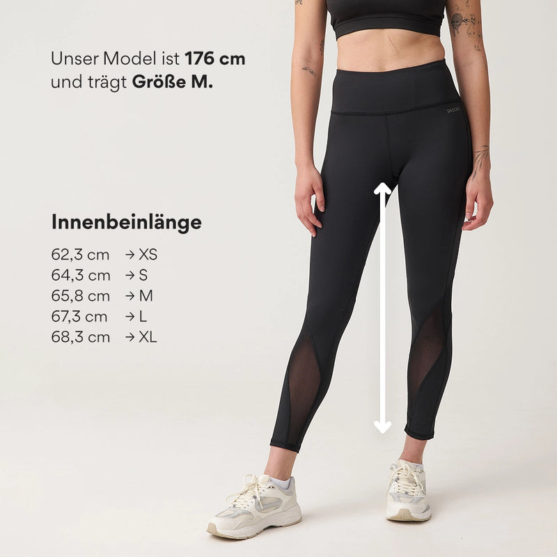 High Waist Leggings Reflective aus recyceltem Polyester Schwarz