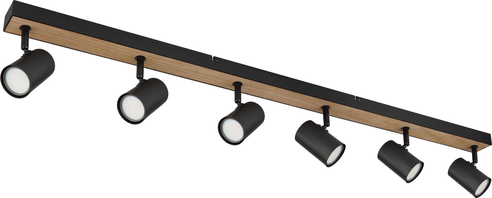 Deckenstrahler - schwarz-matt - Holzoptik - 115 cm