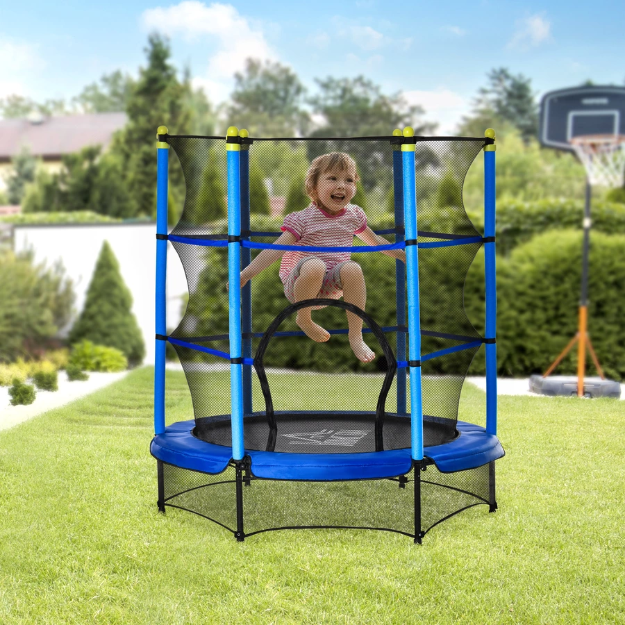 HOMCOM Trampolin mit Sicherheitsnetz blau