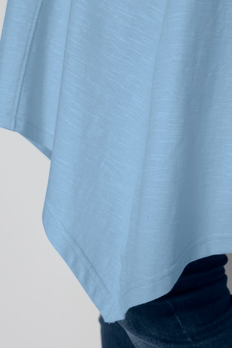 T-Shirt, oversized, V-Ausschnitt, Langarm, Zipfelsaum