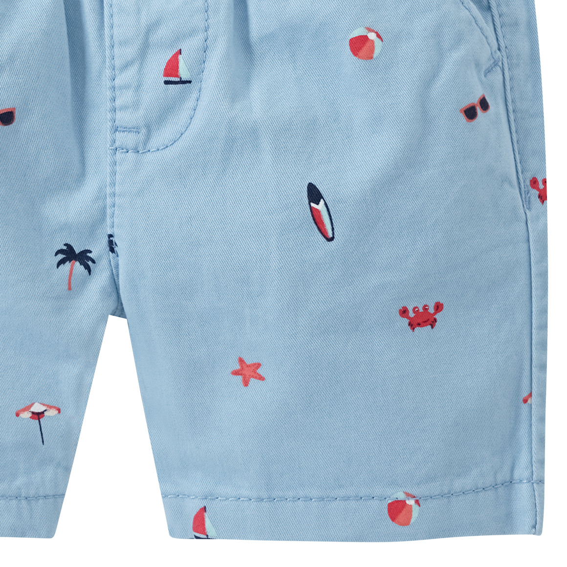 Topomini Baby Bermuda-Shorts mit Strand-Motiven hellblau