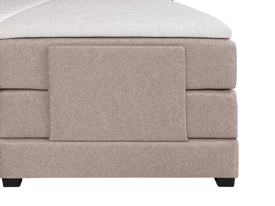 Ensemble complet boxspring tête de lit + sommiers relaxation électrique + matelas + surmatelas - 2 x 90 x 200 cm - Tissu - Beige - CASTEL II de PALACIO