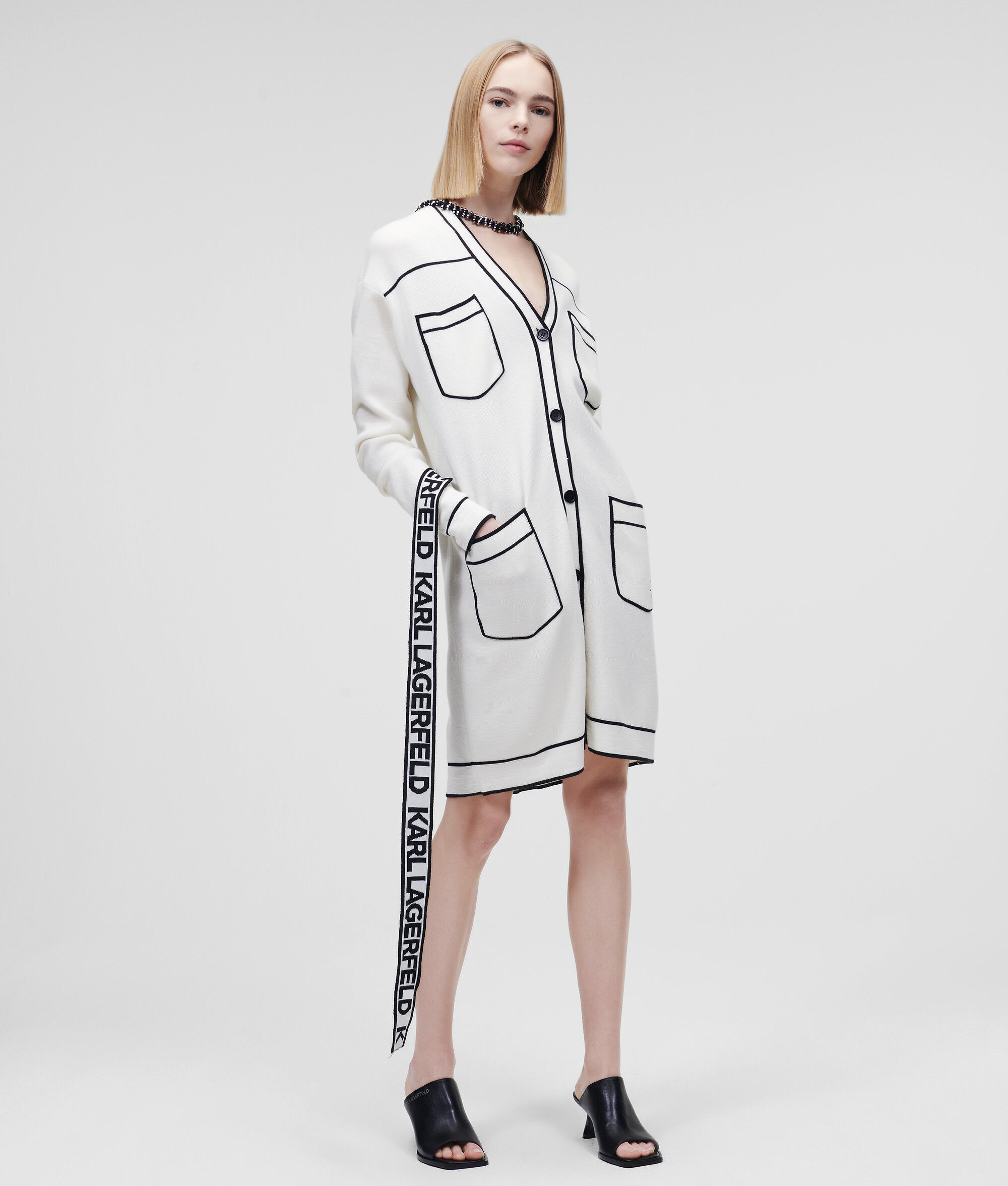CARDIGAN AVEC CEINTURE ORNÉE DU LOGO KARL