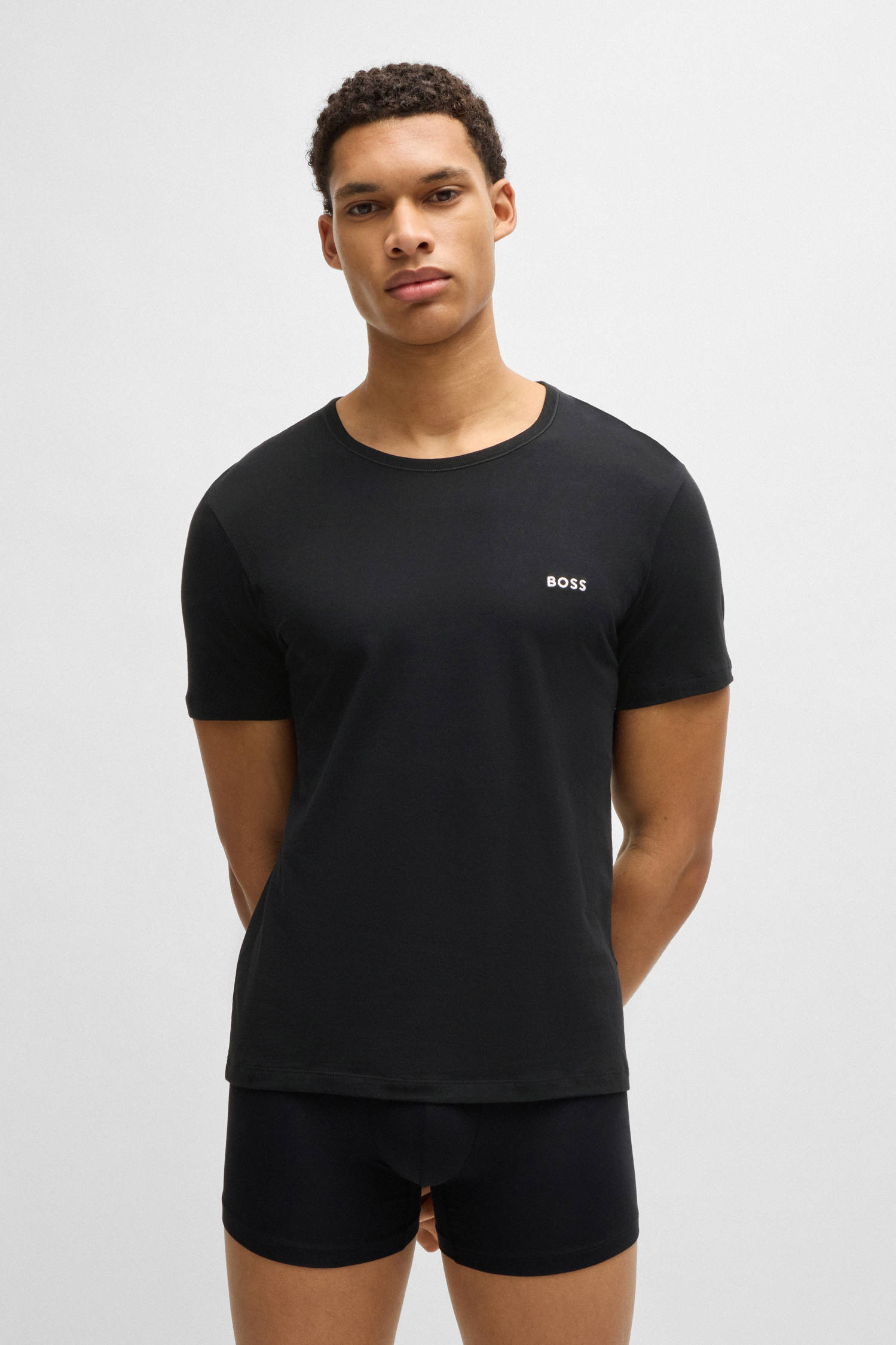 BOSS ondershirt (set van 3) beige/olijfgroen/zwart