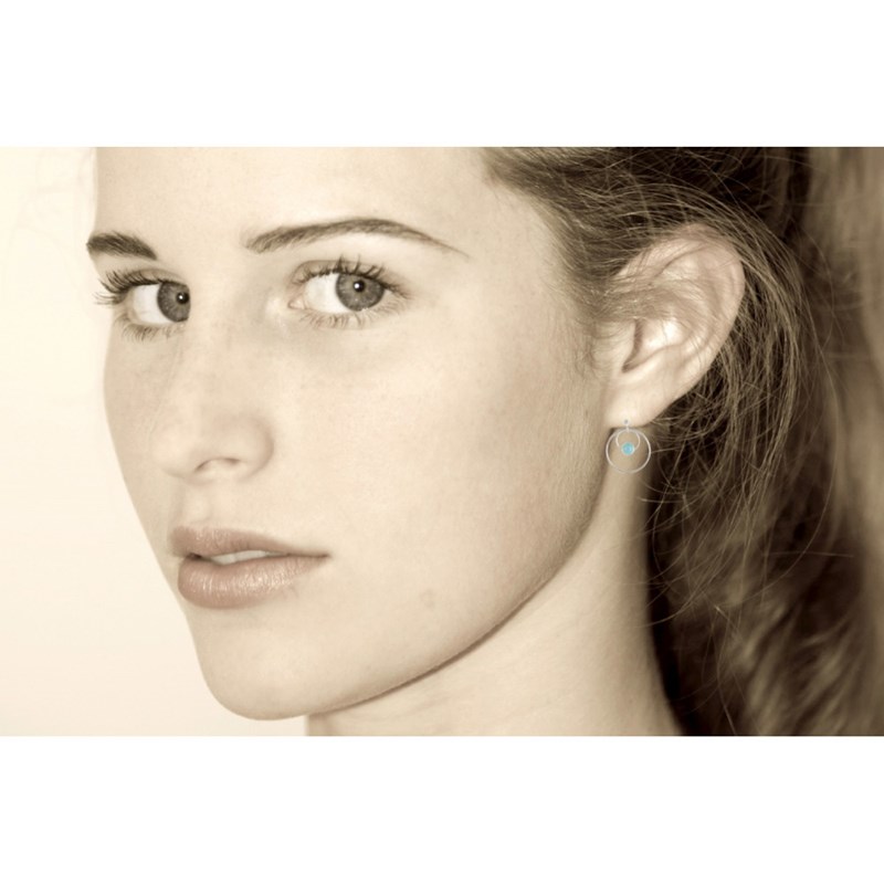 Boucles d'Oreilles Argent Créoles et Larimars