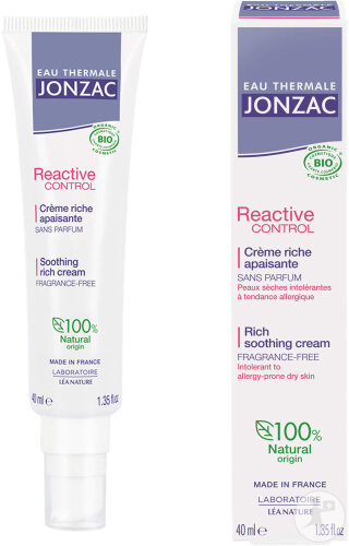 Eau Thermale Jonzac Reactive Control Crème Riche Apaisante Sans Parfum Bio Peaux Intolérantes 40ml