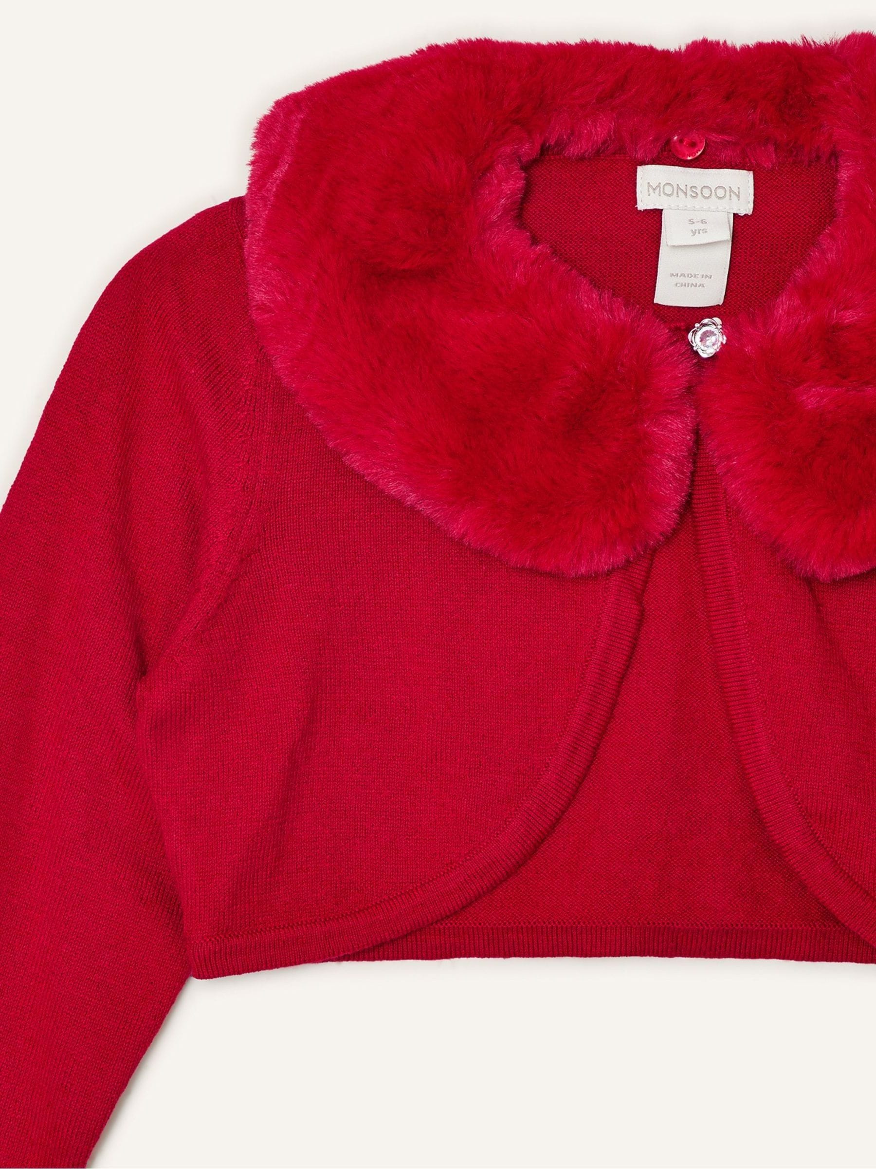 Rood - Monsoon - Superzacht vest met kraag van imitatiebont van 100% katoen