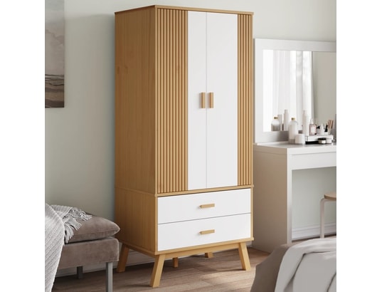 VIDAXL - Armoire Garde-robe olden blanc et marron 76,5x53x172 cm bois massif...