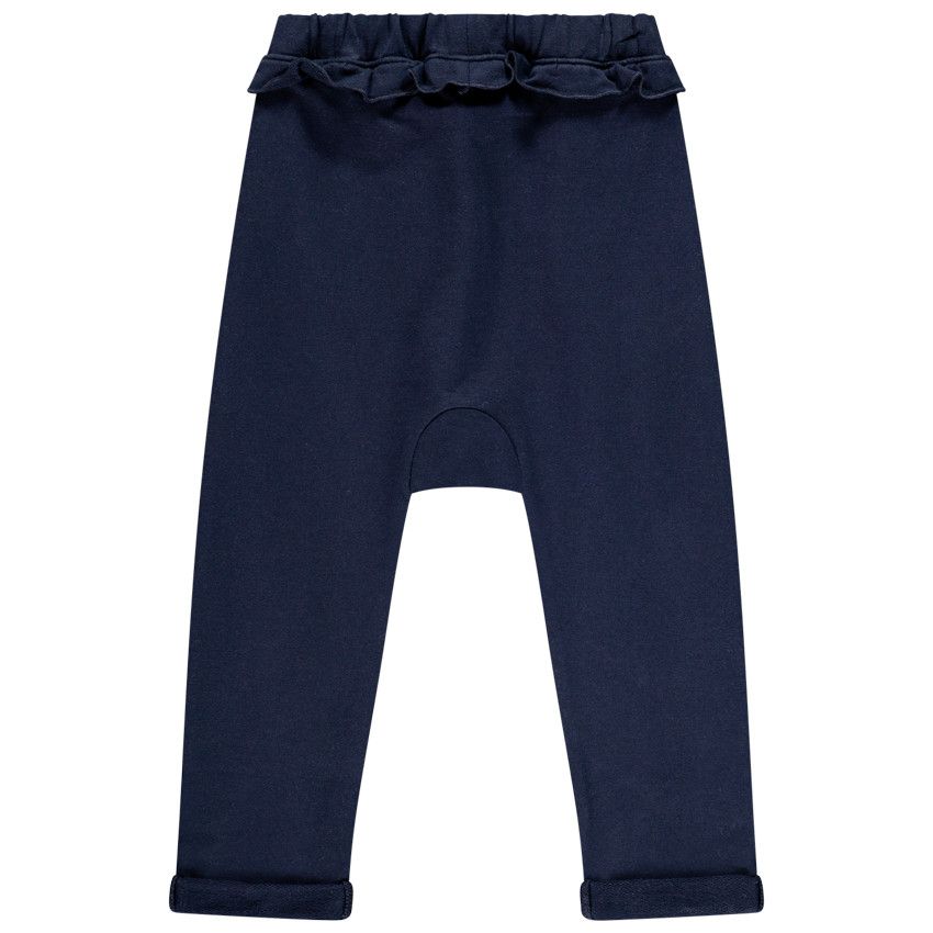 Pantalon de jogging en molleton volanté pour bébé fille - Bleu marine