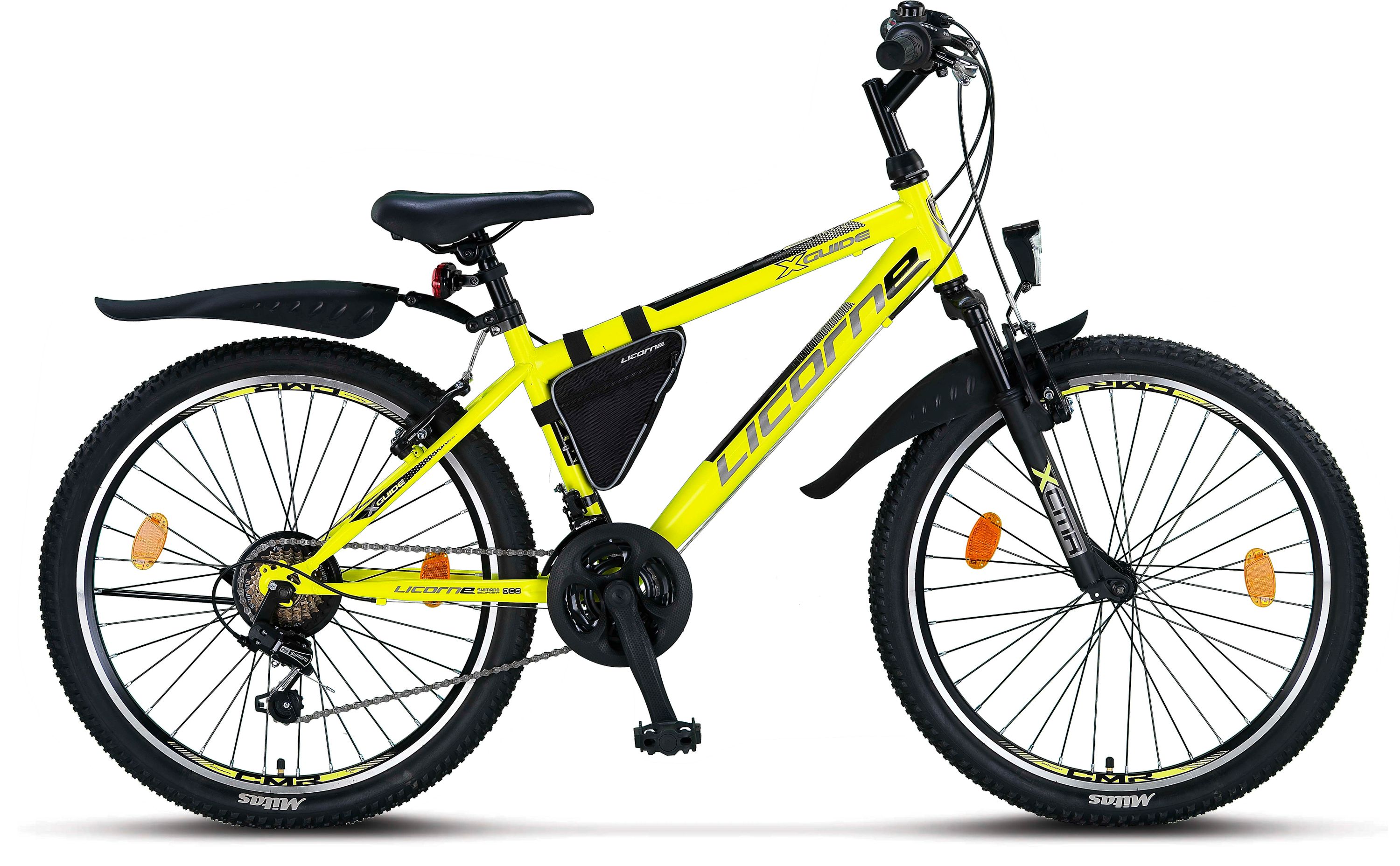 Licorne Bike Guide Premium Mountainbike in 20, 24 und 26 Zoll - Fahrrad für Mädchen, Jungen, Herren und Damen - Shimano 21 Gang-Schaltung, Kinderfahrrad, Kinder