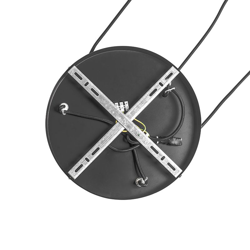 Art Deco hanglamp zwart met smoke glas rond 3-lichts- Busa