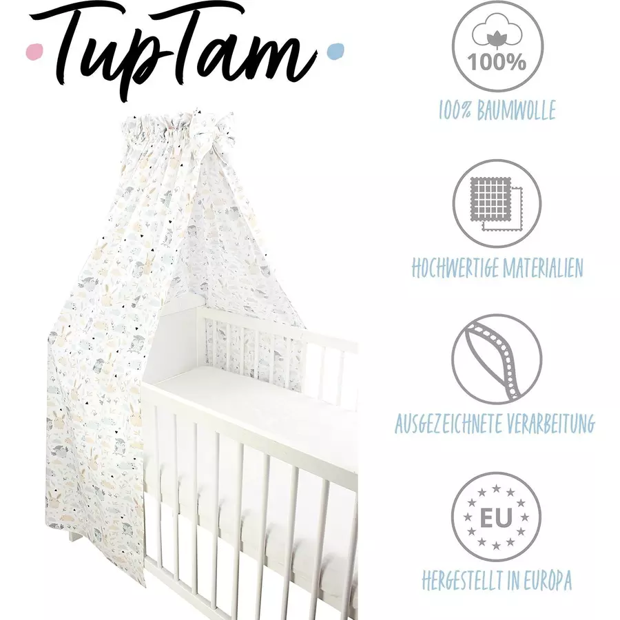 TupTam Babybett Himmel mit Schleifchen beigegrau