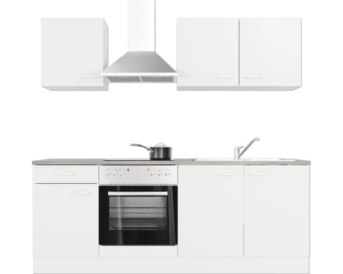 Flex Well keukenblok met apparatuur Lucca 210 cm wit mat gedemonteerde variant omkeerbaar 00012363