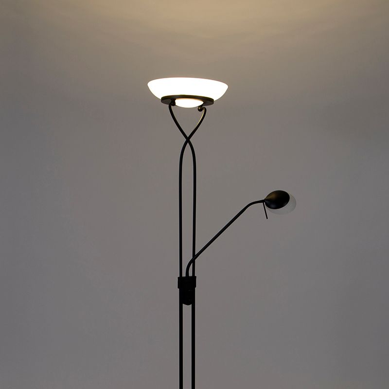 Vloerlamp zwart incl. LED en dimmer met leeslamp dim to warm - Empoli