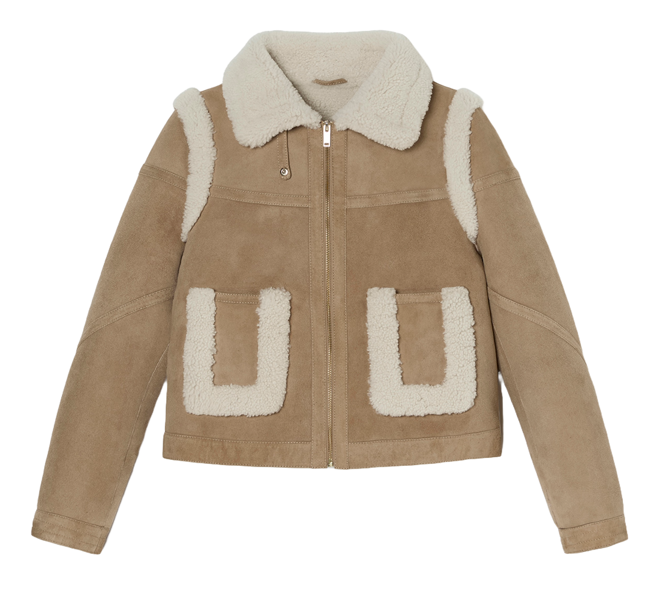 MUSE - Manteau court suédé en cuir | Marron