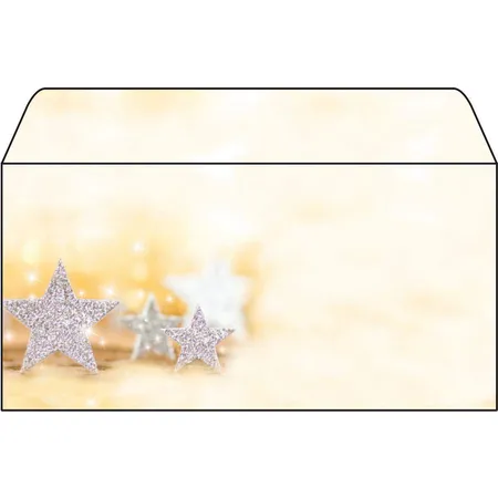 Sigel Weihnachtsumschläge Glitter Stars, DIN lang, 50 Stück
