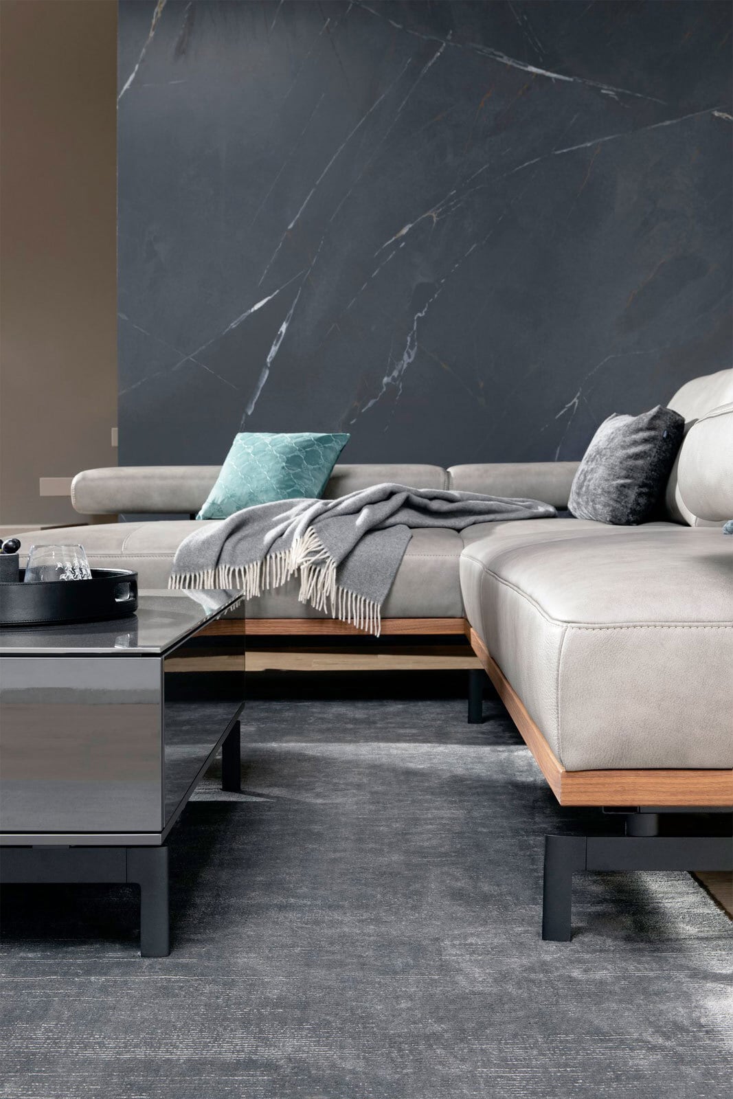 JOOP! Ecksofa Lederbezug grau