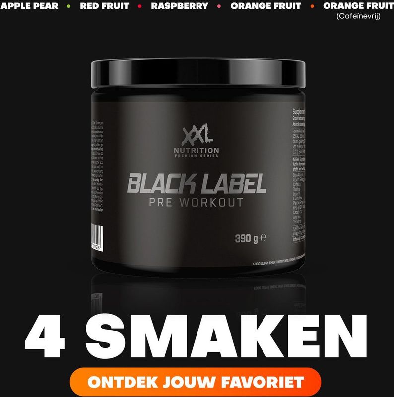 XXL Nutrition - Black Label Pre-Workout - Red Fruit - 390 Gram