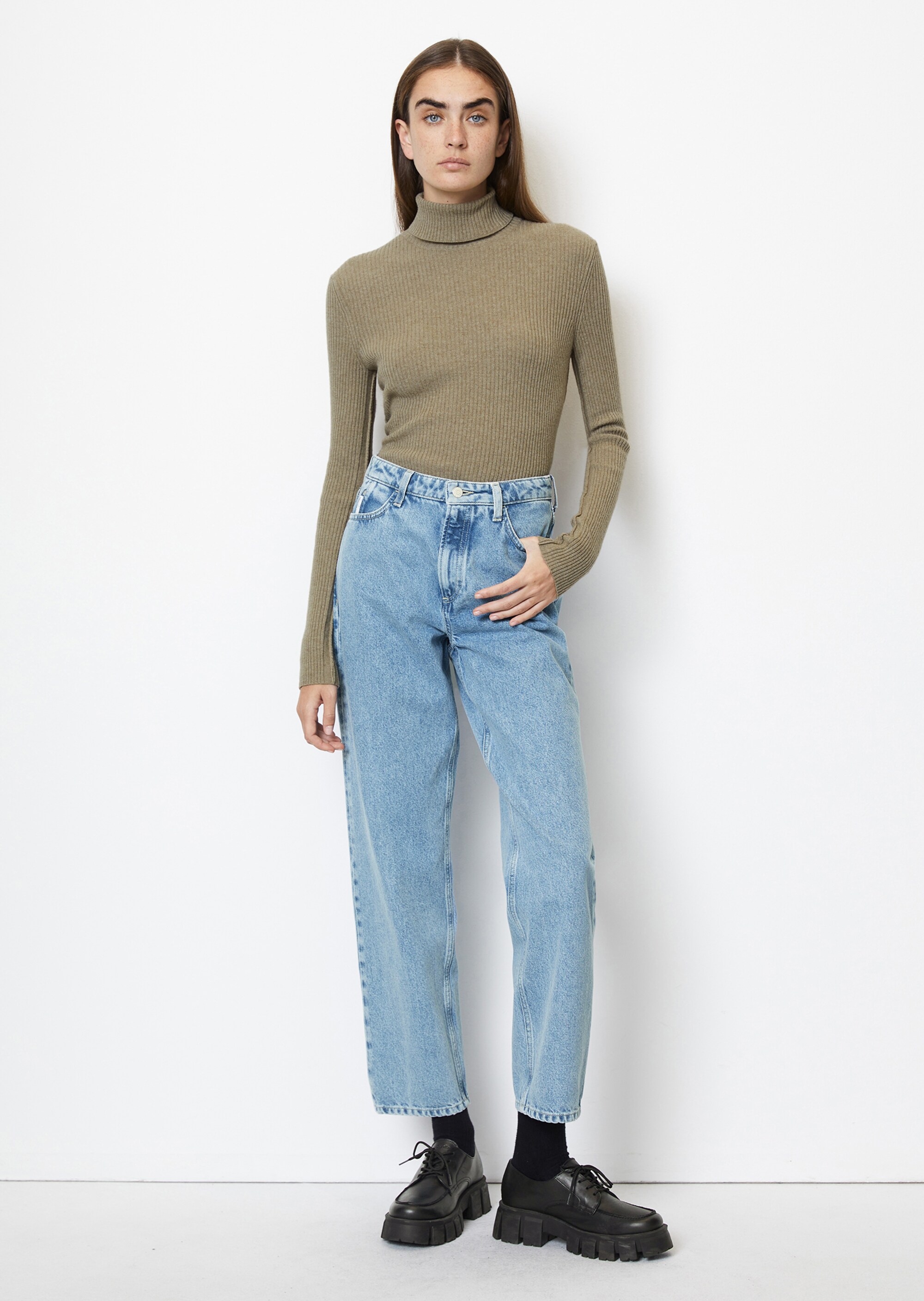 Rollkragenpullover shapedim soften Rippstrick