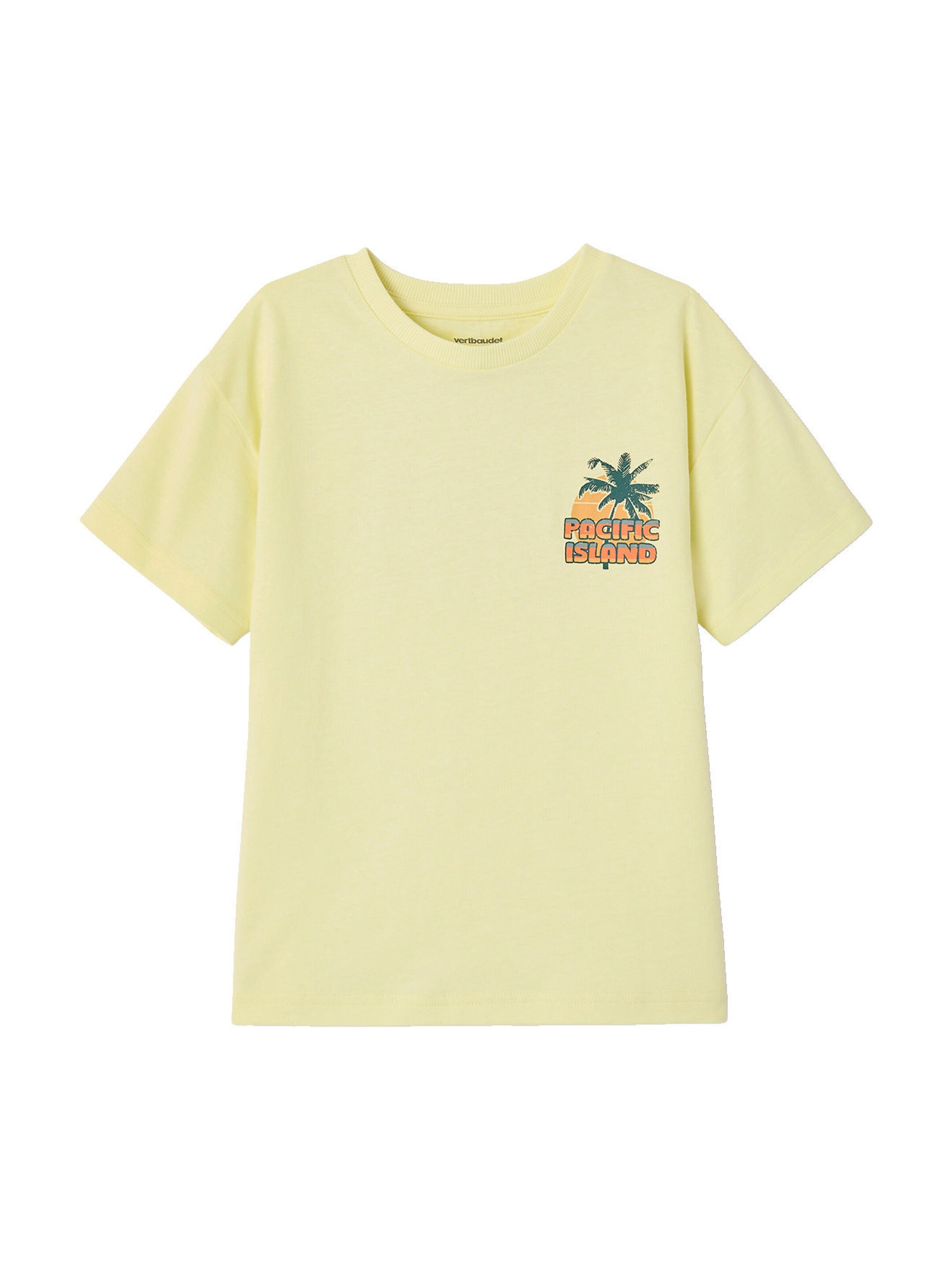 Vertbaudet Jungen T-Shirt mit Motiv vorn und hinten, mit Recycling-Baumwolle hellgelb