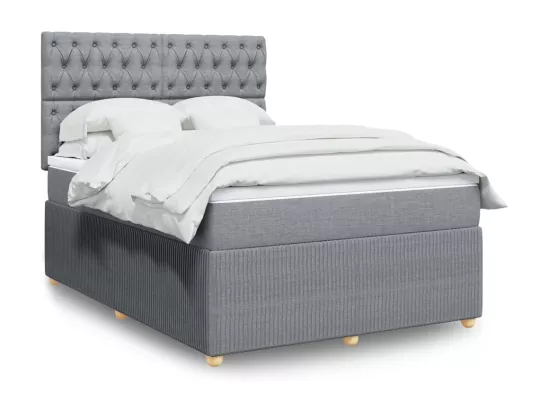 Sommier à lattes de lit avec matelas Gris clair 140x190cm Tissu