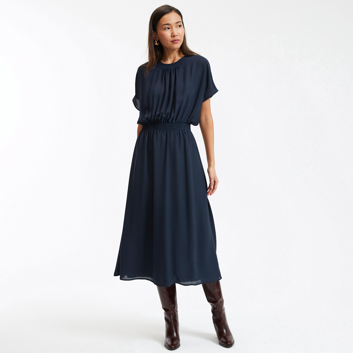 COLEÇÕES LA REDOUTE<br>Vestido longo florido, cintura elástica com franzido