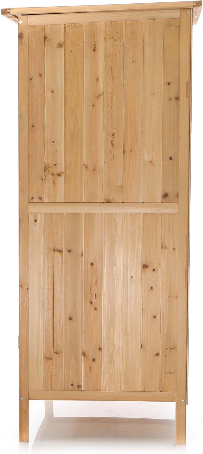 Wiltec Gartenhaus mit 1 Tür in Naturfarbe Holz 92 x 57 x 154cm Gerätehaus für den Garten Geräteschuppen Gartenschrank Geräteschrank