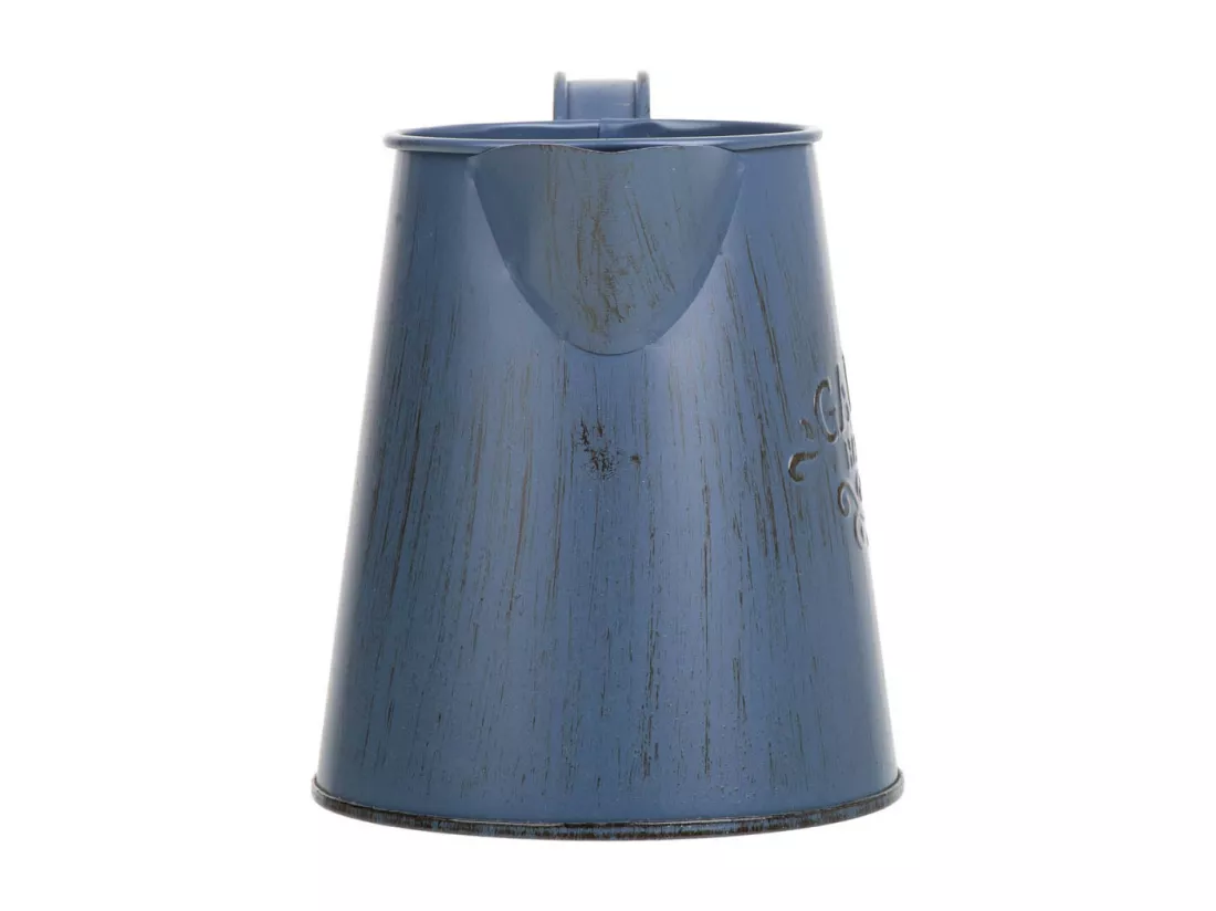 Cruche en métal bleu 14xd10x11.5/12.5h td:7.5
