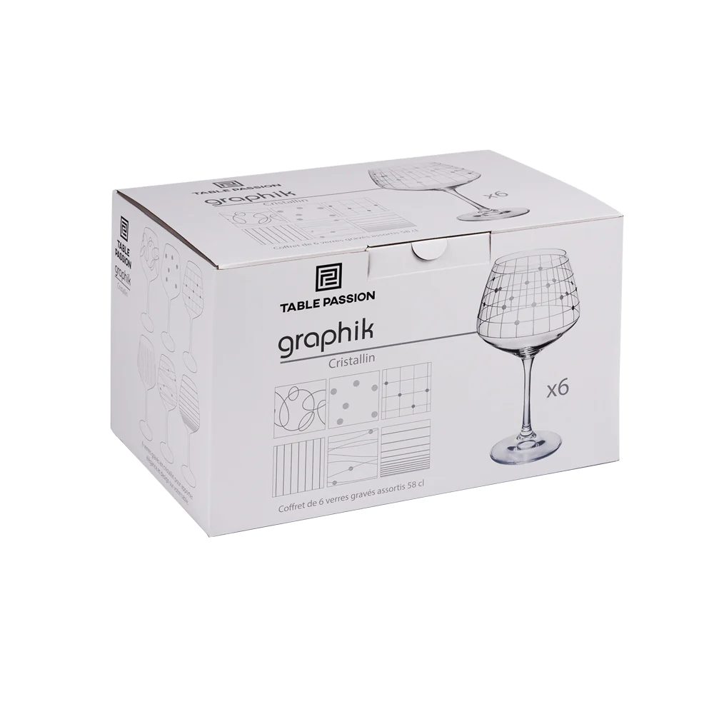 Coffret de 6 verres à pied dégustation Graphik 58 cl Table passion
