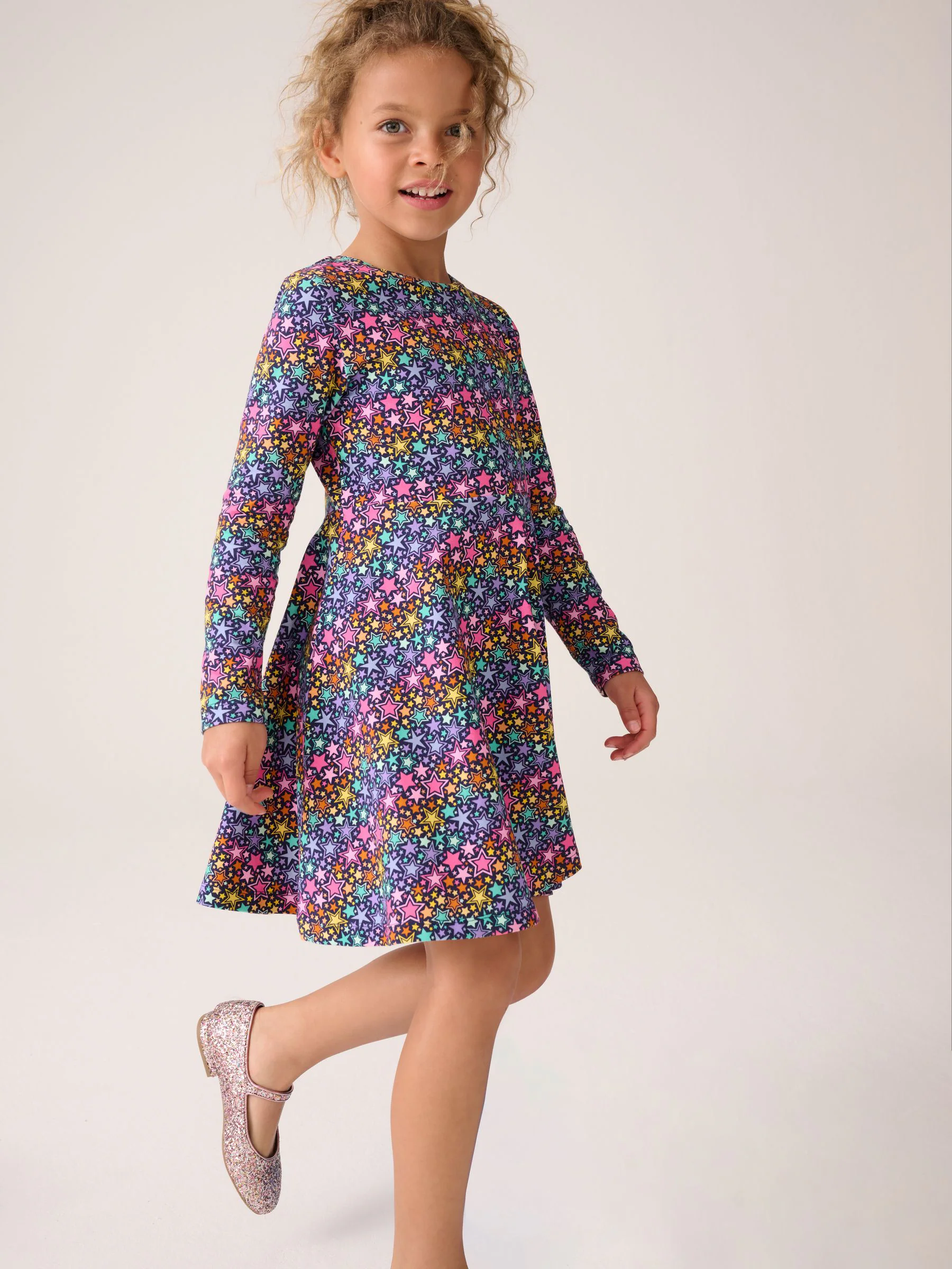 Marineblauw - Little Bird by Jools Oliver Skater-jurk met lange mouwen