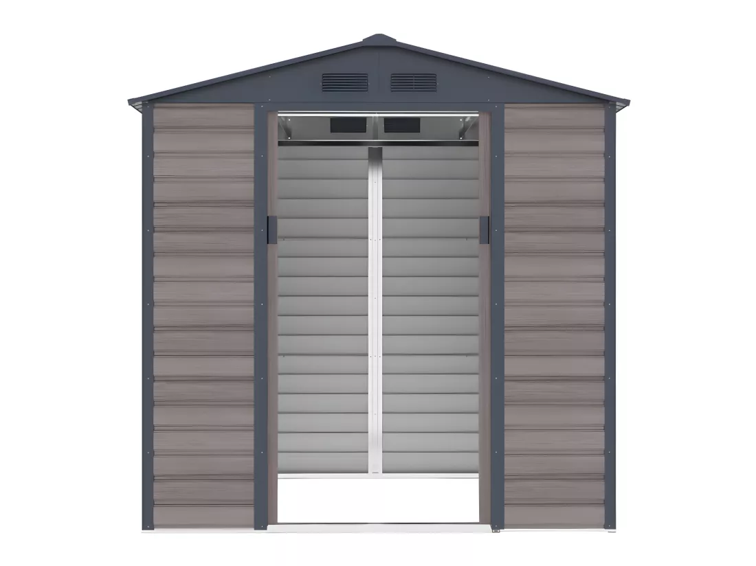 Abri de jardin métal en acier galvanisé effet bois gris 4,15 m² - ADELMO