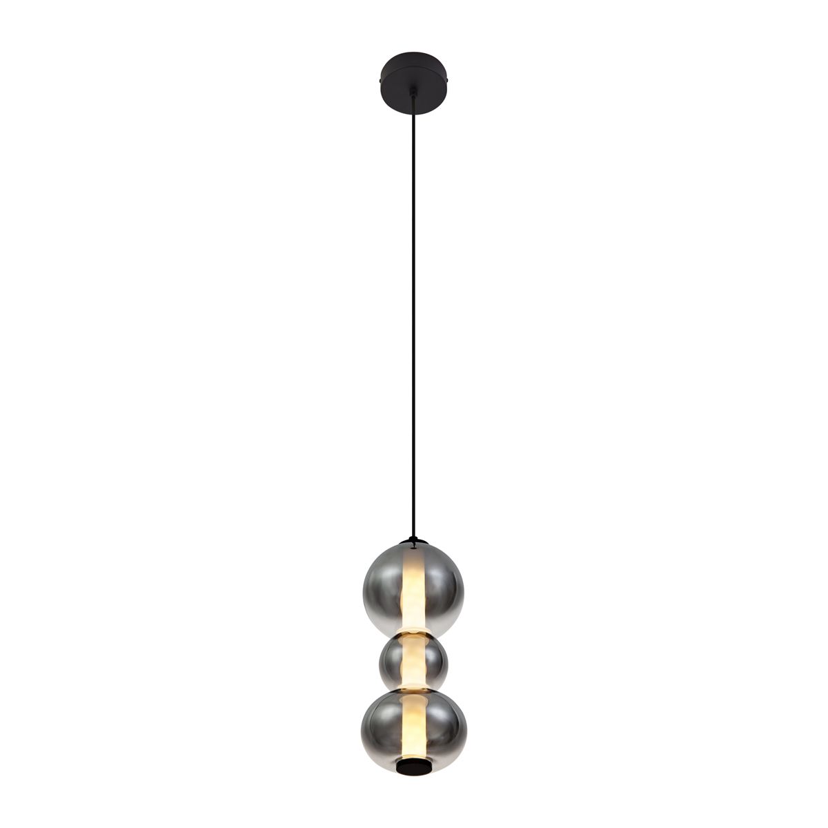 Art Deco hanglamp zwart met smoke en helder glas 3-lichts incl. LED - Lizzy