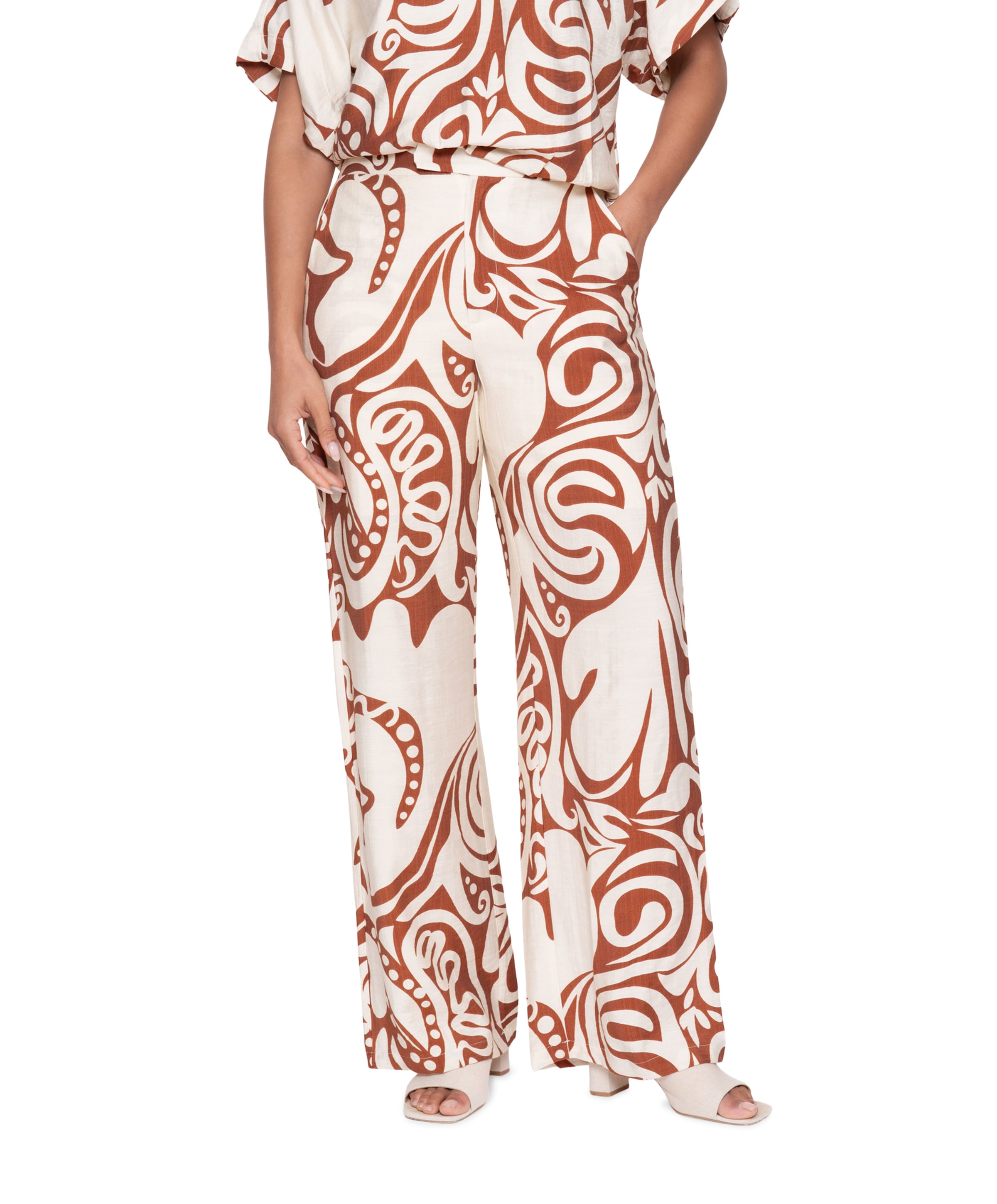 Geisha Bi-color dames broek bruin